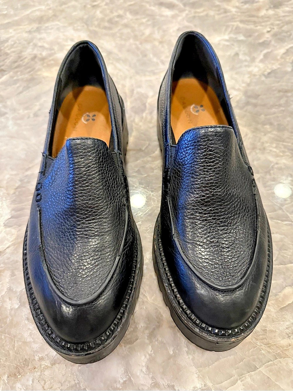 Caslon Black Leather Lug Sole Loafers Slip On Shoes